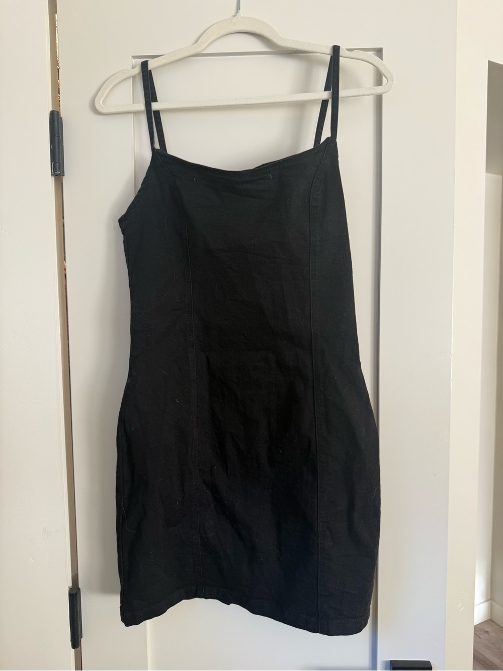 H&M Black Mini Denim Dress with Thin Straps